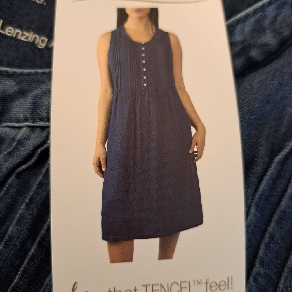 Coldwater Creek Womens Dress M Dark Blue NWT Pintuck Tencel 1802-238